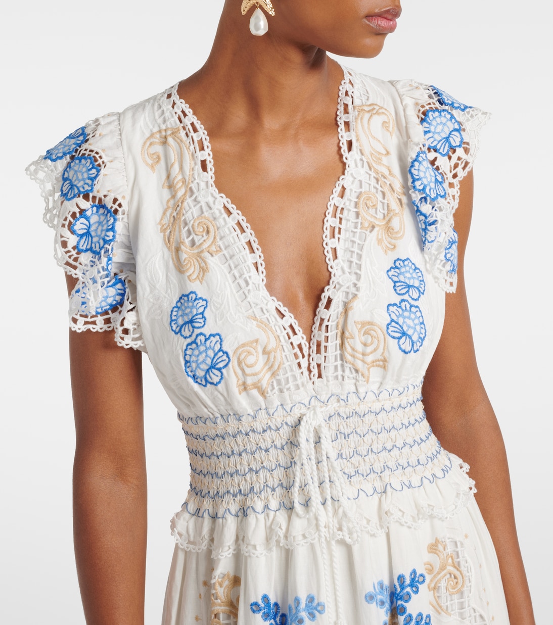 Besticktes Maxikleid aus einem Leinengemisch | Farm Rio