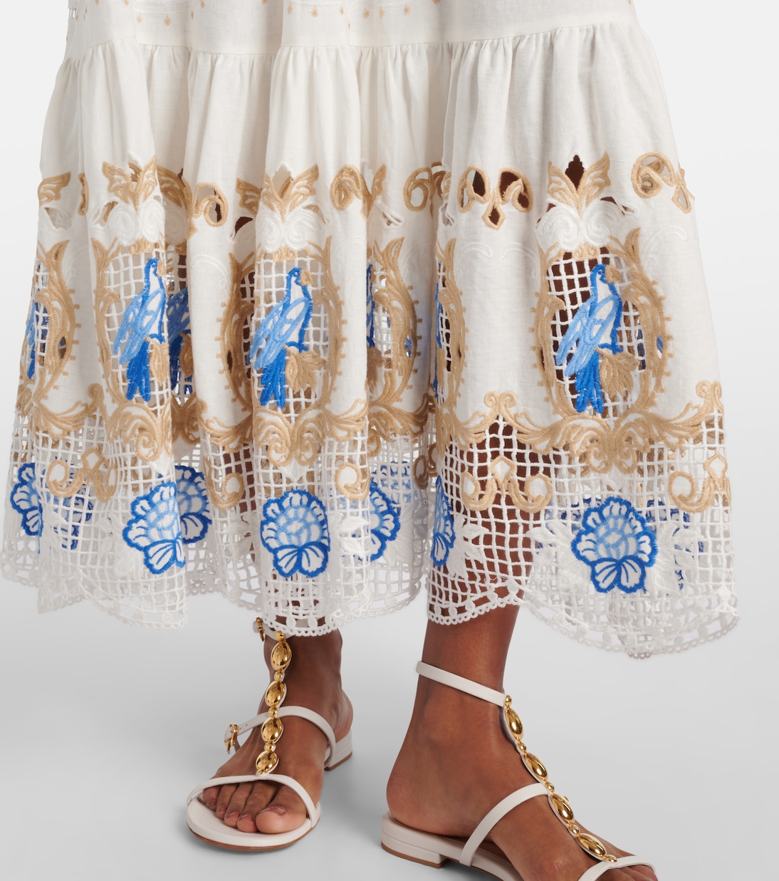 Besticktes Maxikleid aus einem Leinengemisch | Farm Rio