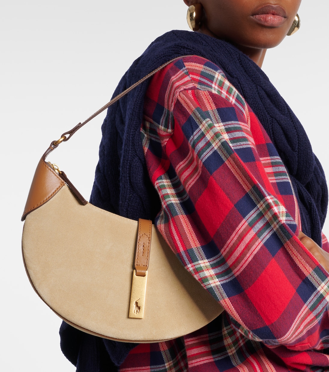 Borsa a spalla Crescent Small in suede | Polo Ralph Lauren