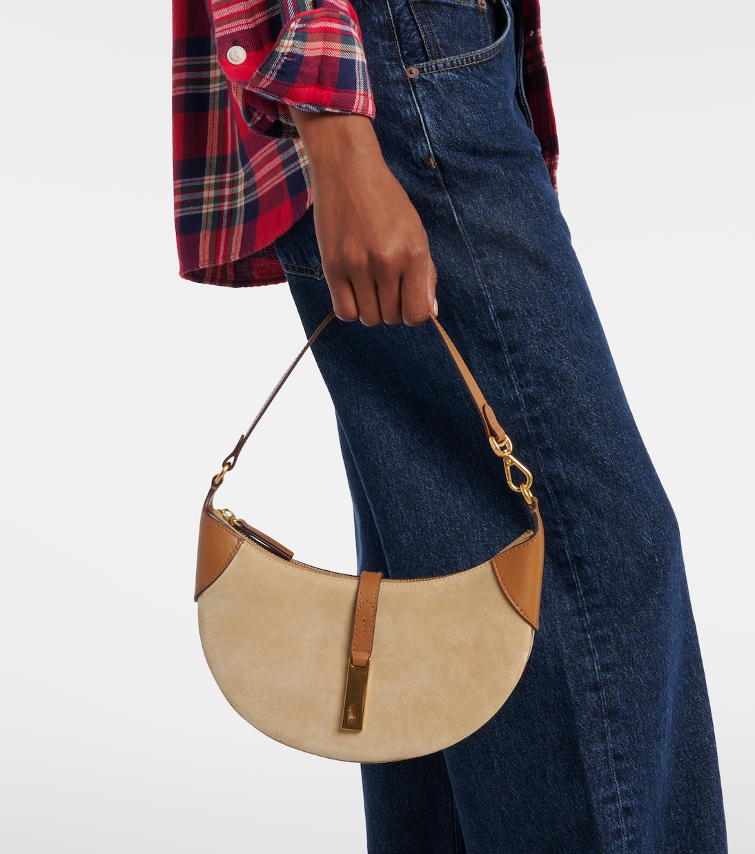 Borsa a spalla Crescent Small in suede | Polo Ralph Lauren