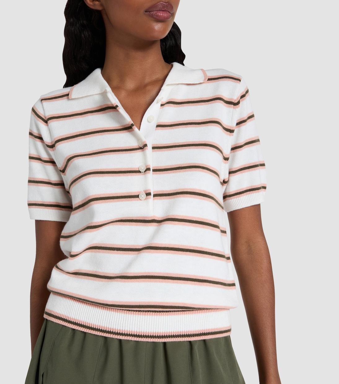 Faustine striped cotton-blend polo shirt | Varley