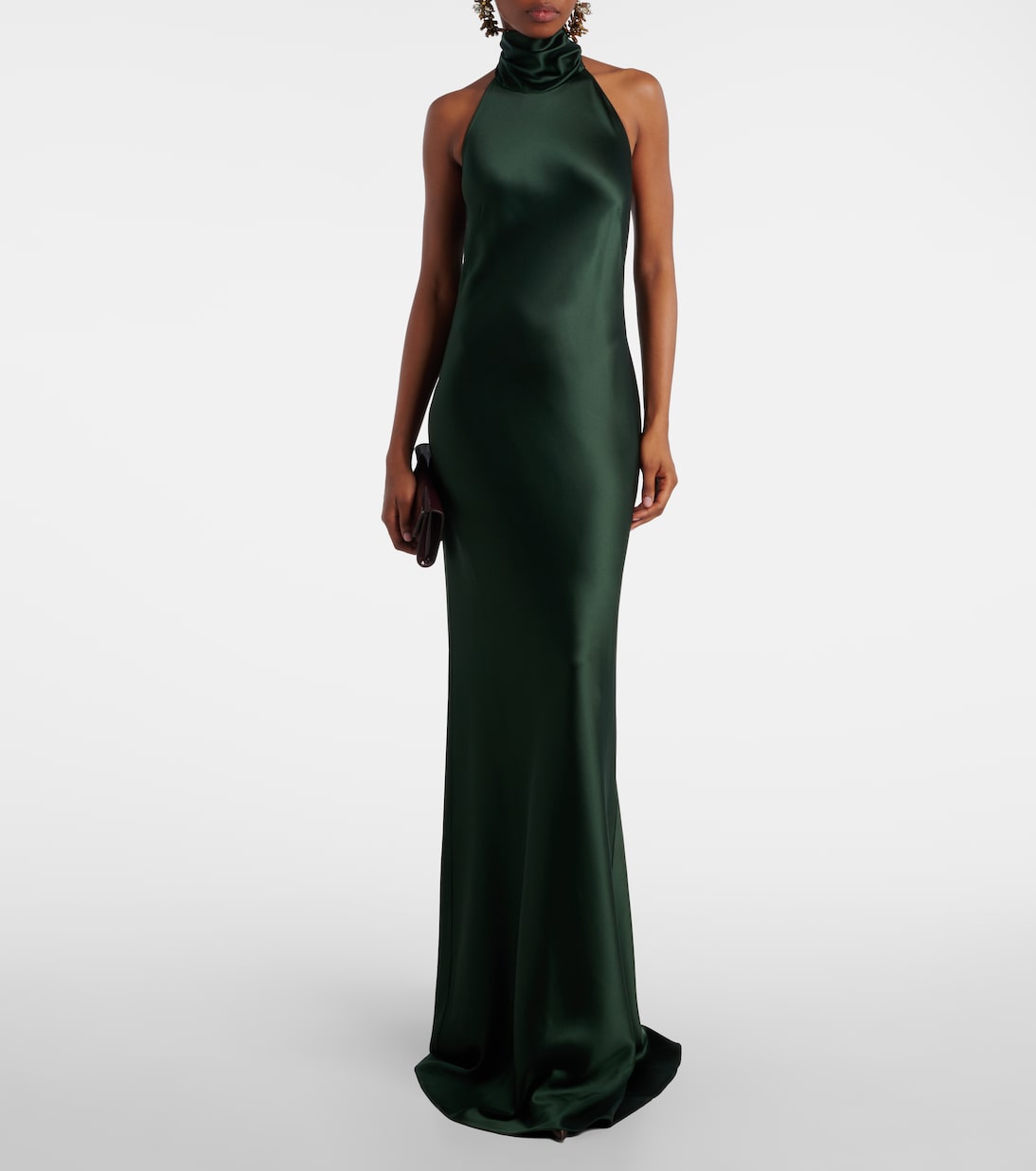 Chilton halterneck open-back satin gown | Ralph Lauren Collection