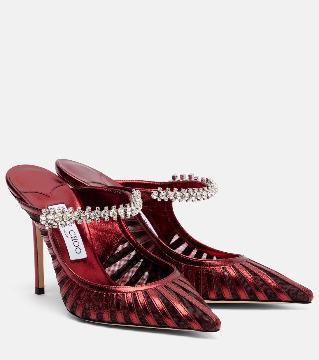 Bing 100 metallic leather and mesh mules | Jimmy Choo