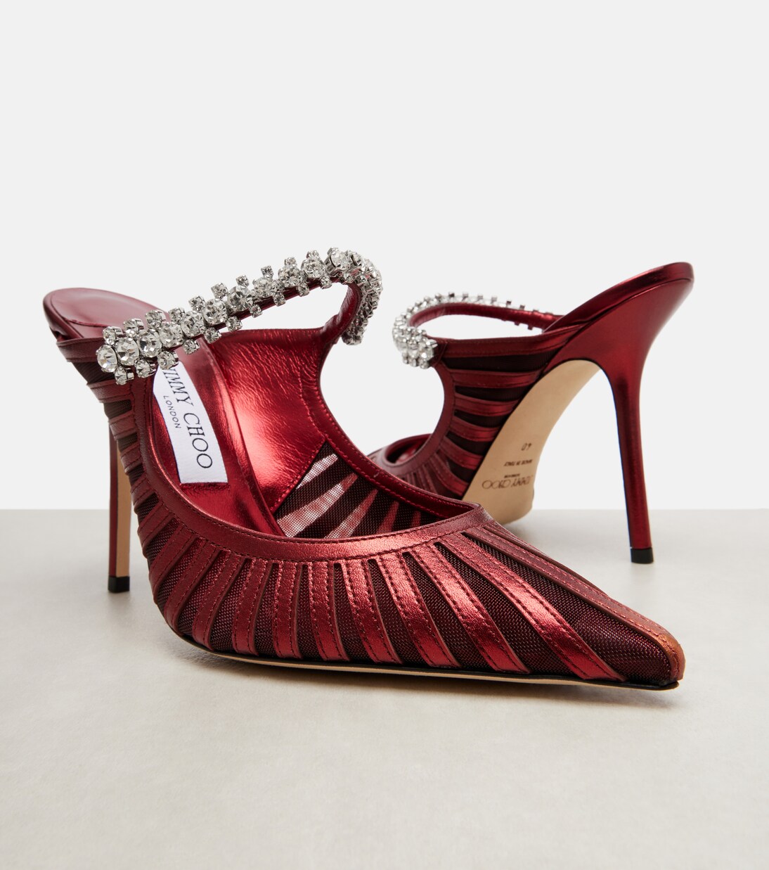 Bing 100 metallic leather and mesh mules | Jimmy Choo