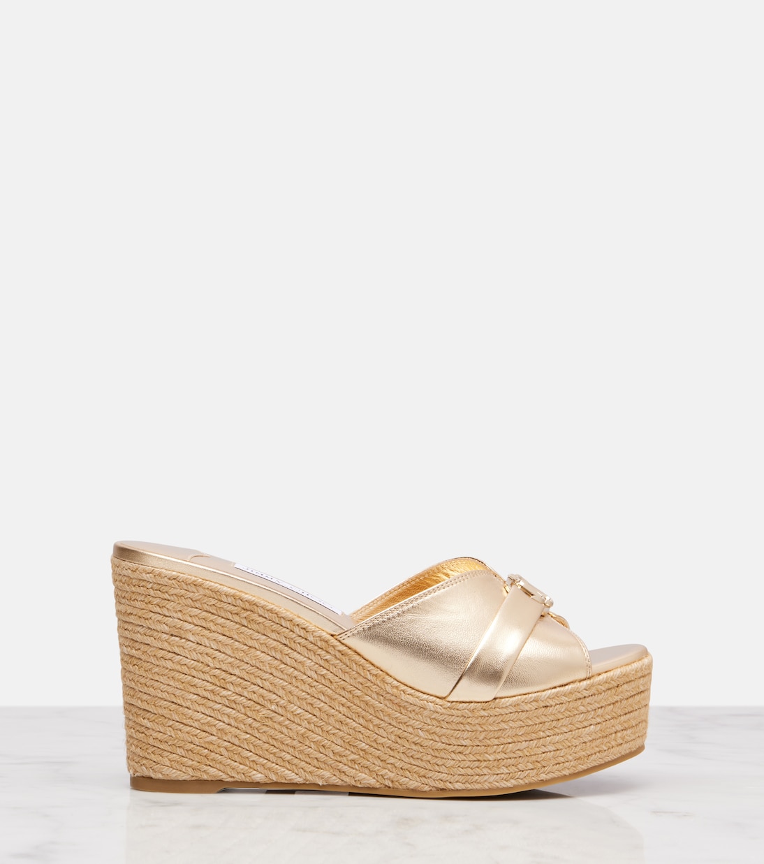 Leda 100 leather platform wedge sandals | Jimmy Choo