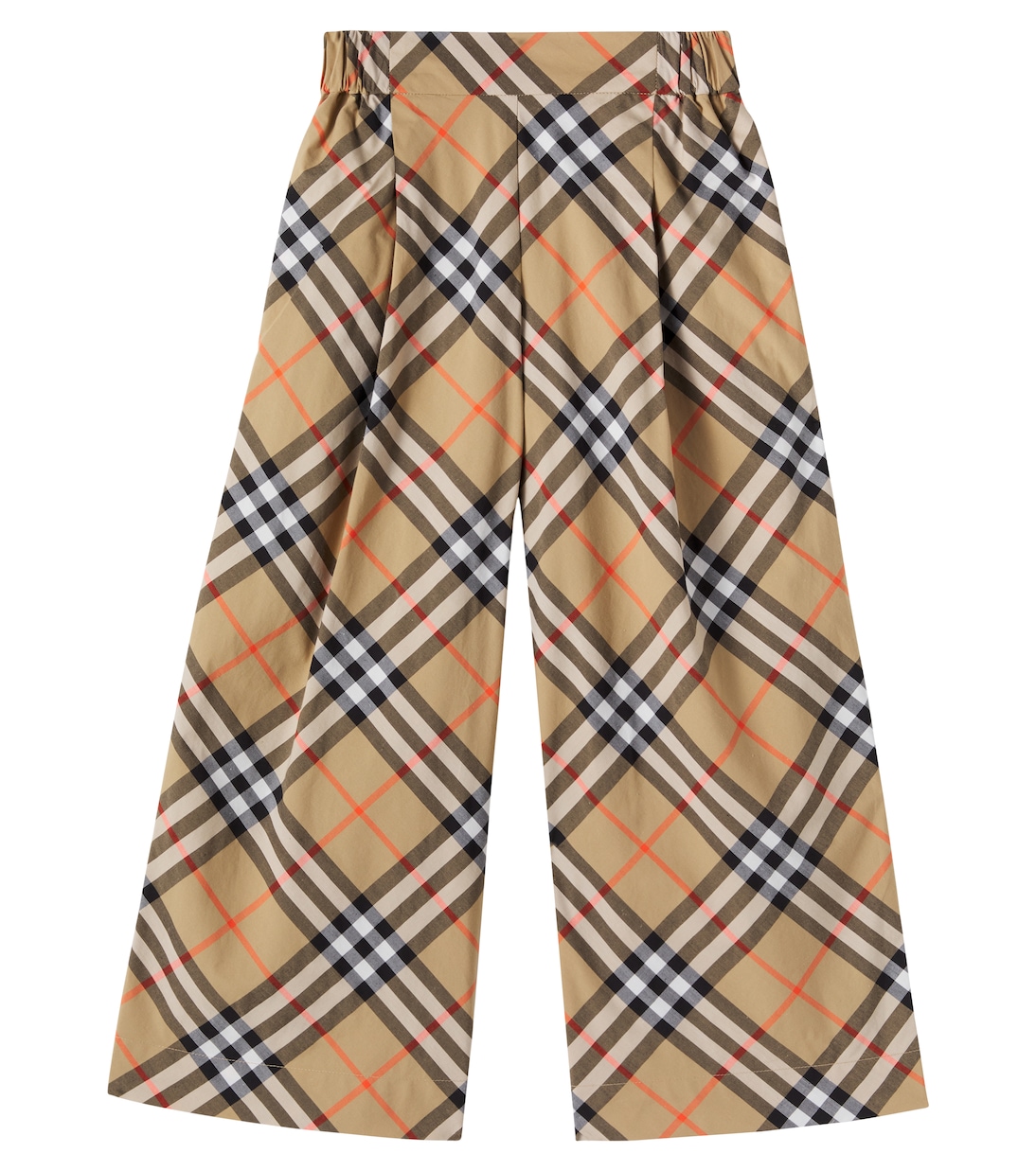 Pantaloni in cotone Burberry Check a gamba larga | Burberry Kids