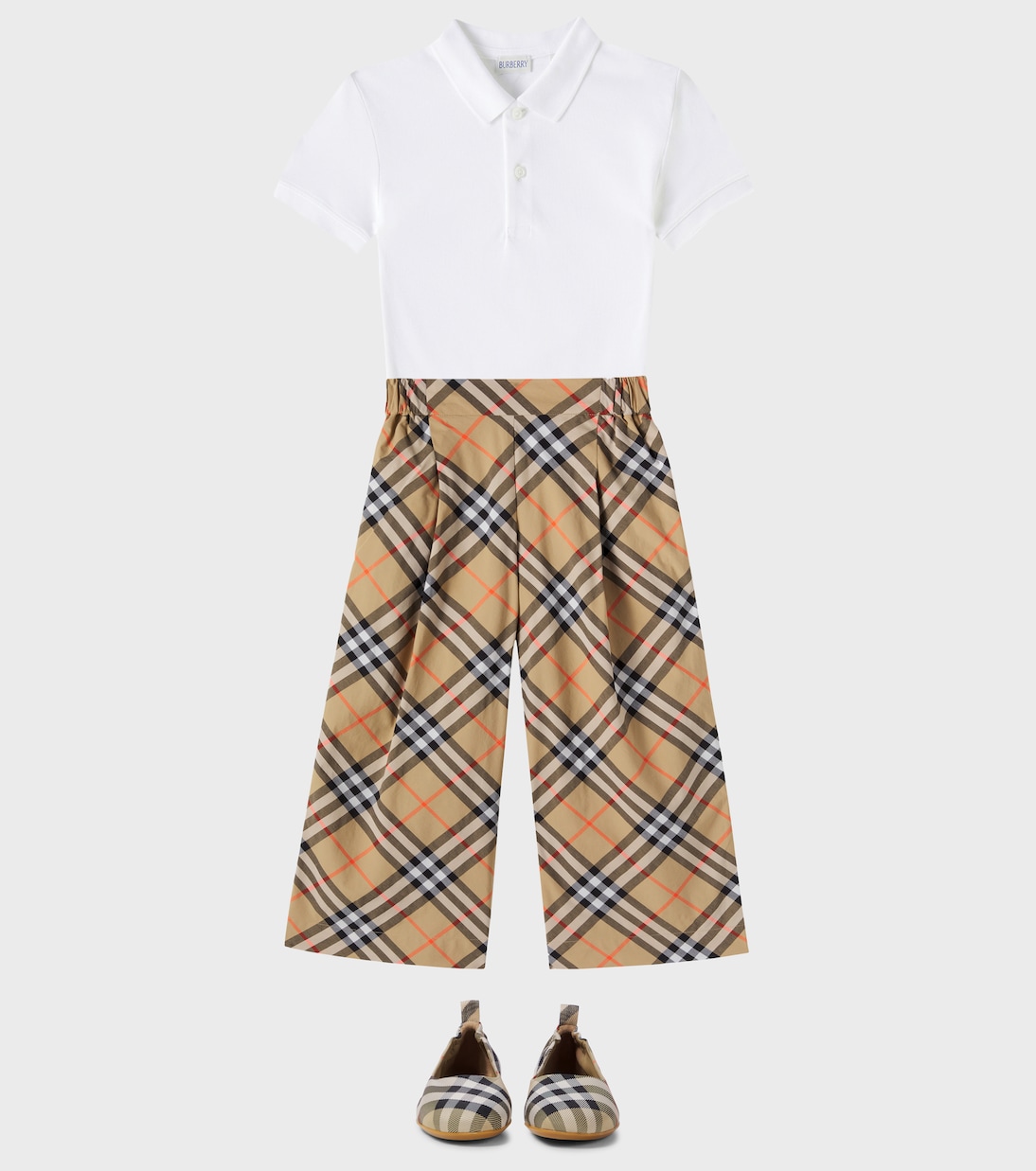 Pantaloni in cotone Burberry Check a gamba larga | Burberry Kids