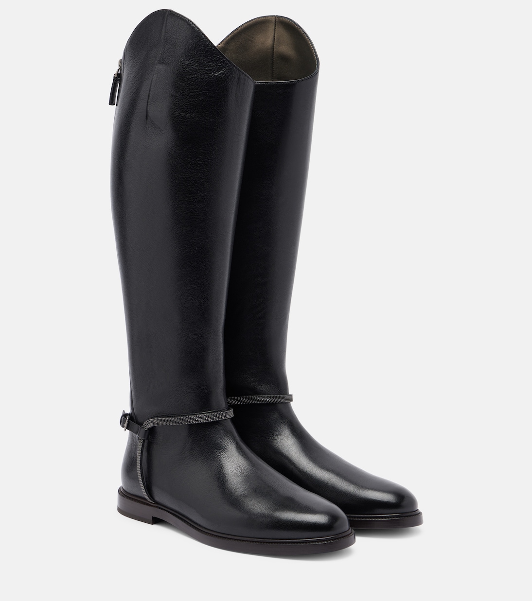 Monili leather knee-high boots | Brunello Cucinelli