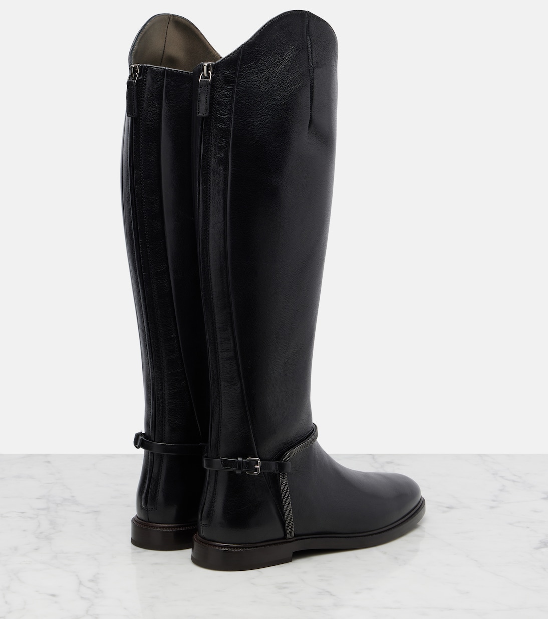Monili leather knee-high boots | Brunello Cucinelli