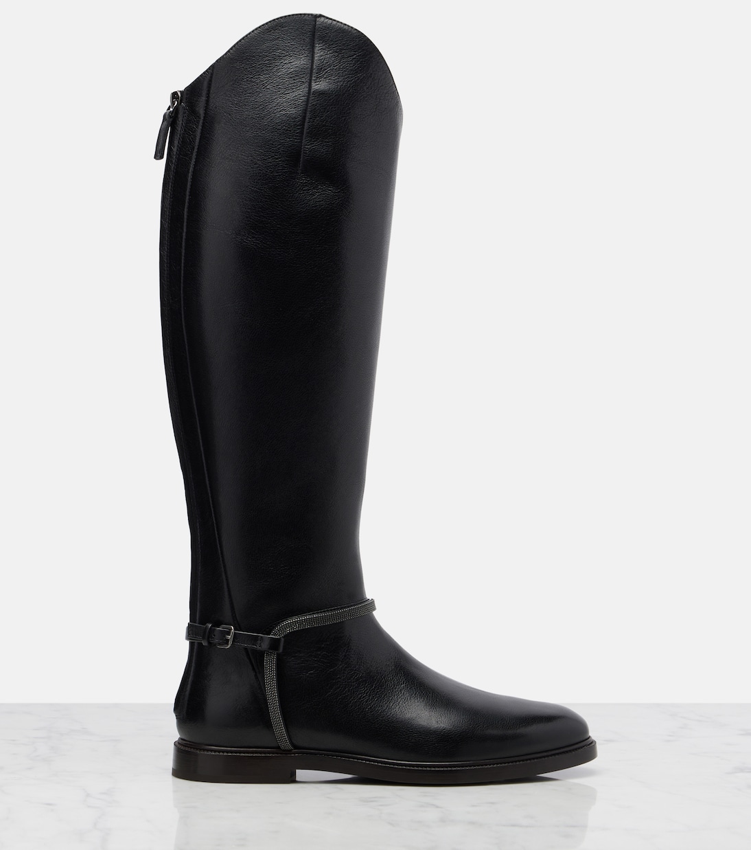 Monili leather knee-high boots | Brunello Cucinelli