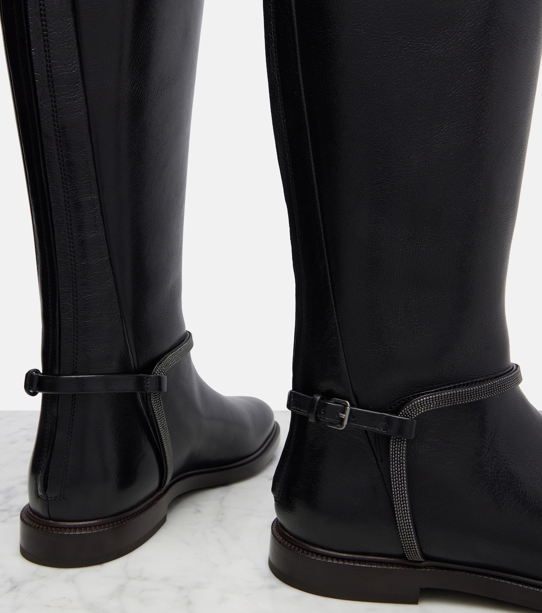 Monili leather knee-high boots | Brunello Cucinelli