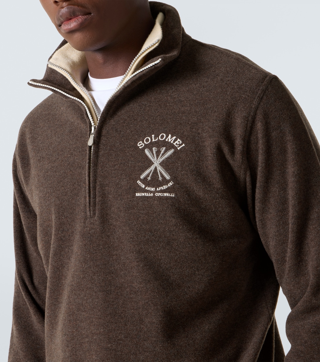 Cashmere and cotton-blend half-zip sweatshirt | Brunello Cucinelli