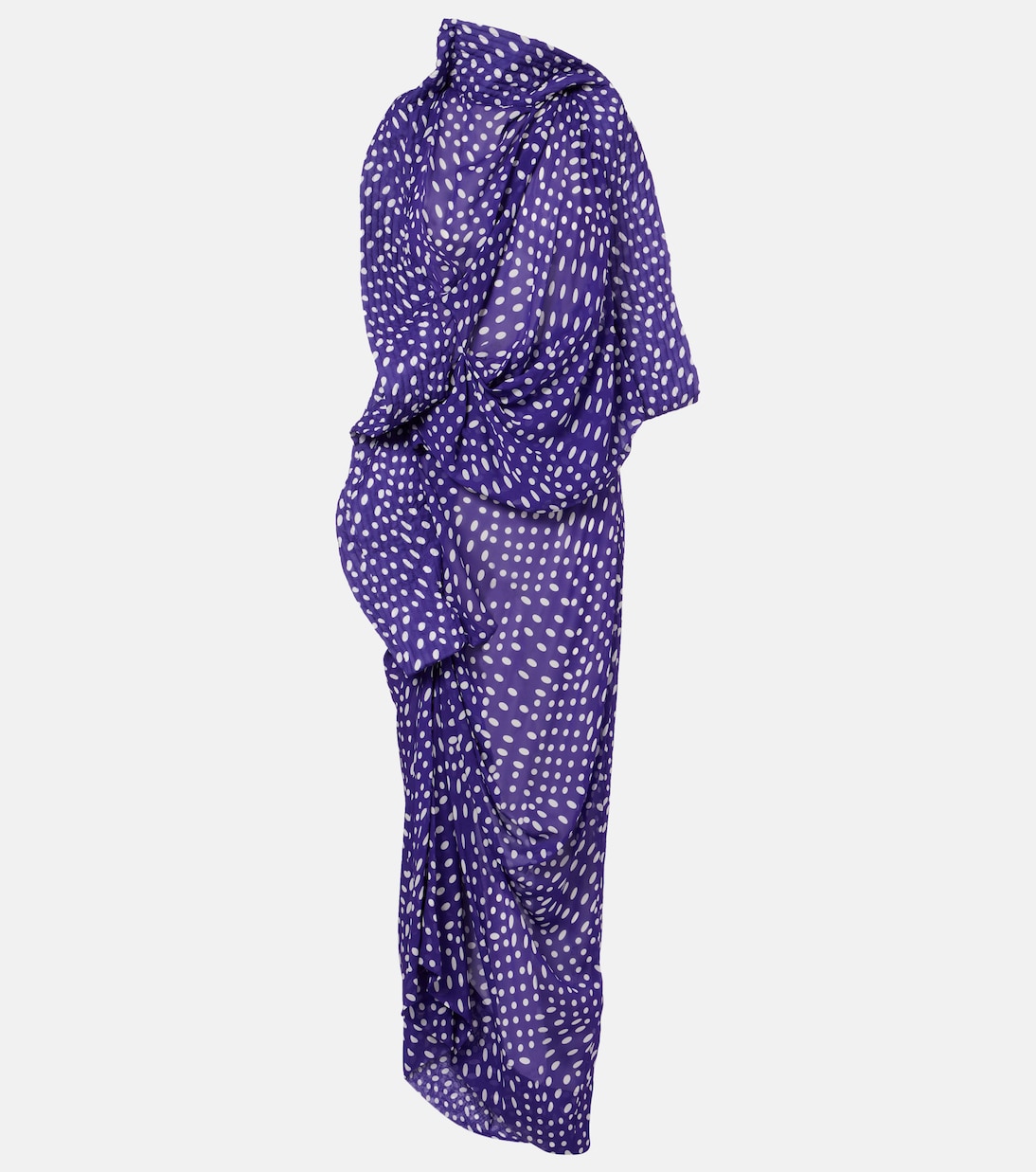 Draped polka-dot satin midi dress | Dries Van Noten