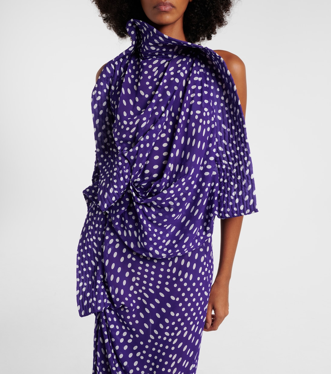 Draped polka-dot satin midi dress | Dries Van Noten