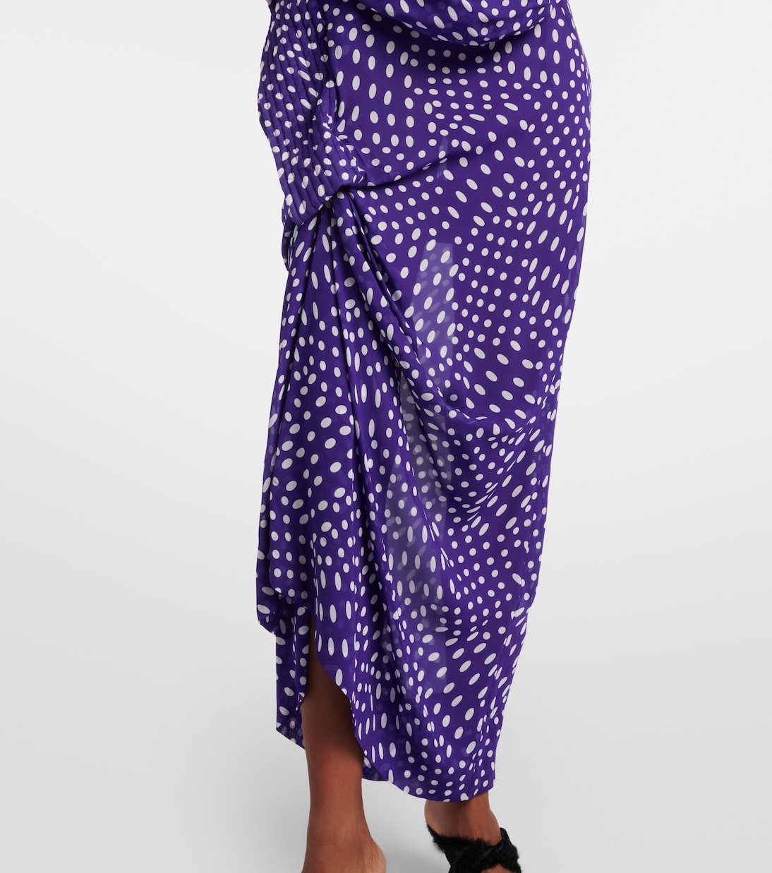 Draped polka-dot satin midi dress | Dries Van Noten
