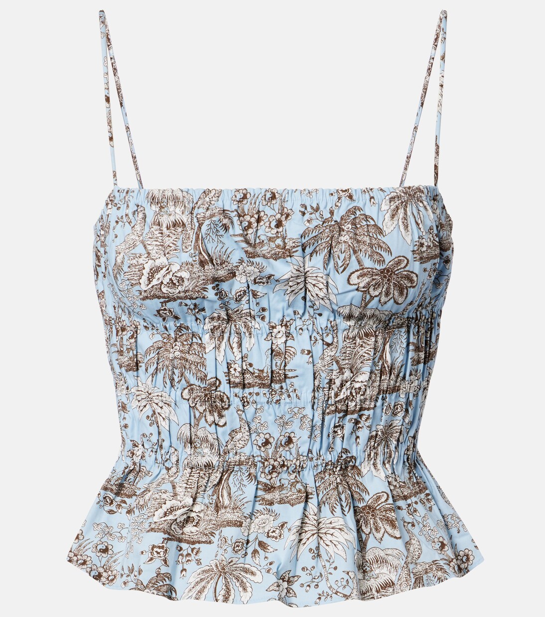 Floral ruched cotton top | Staud