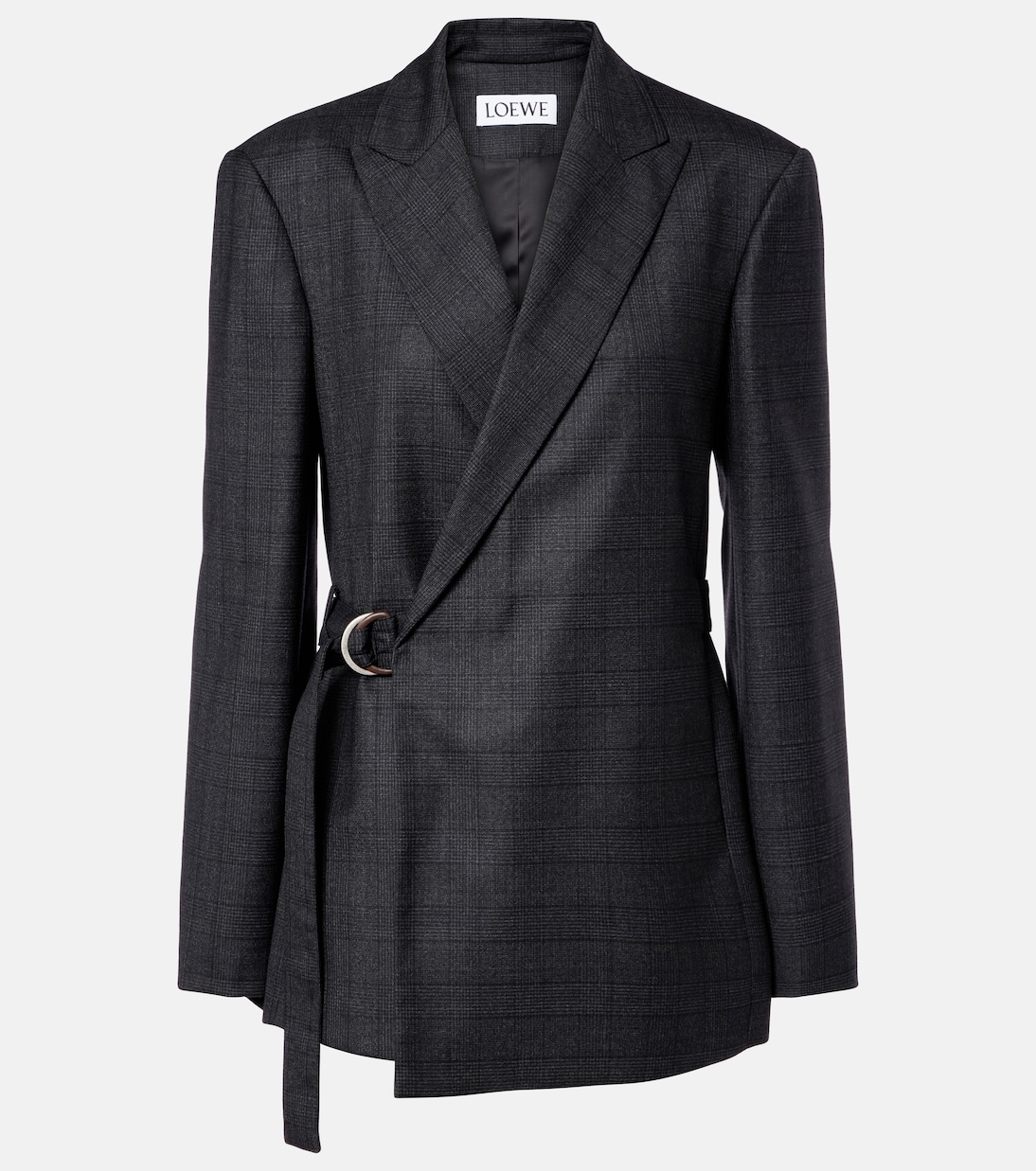 Prince of Wales check wool wrap blazer | Loewe