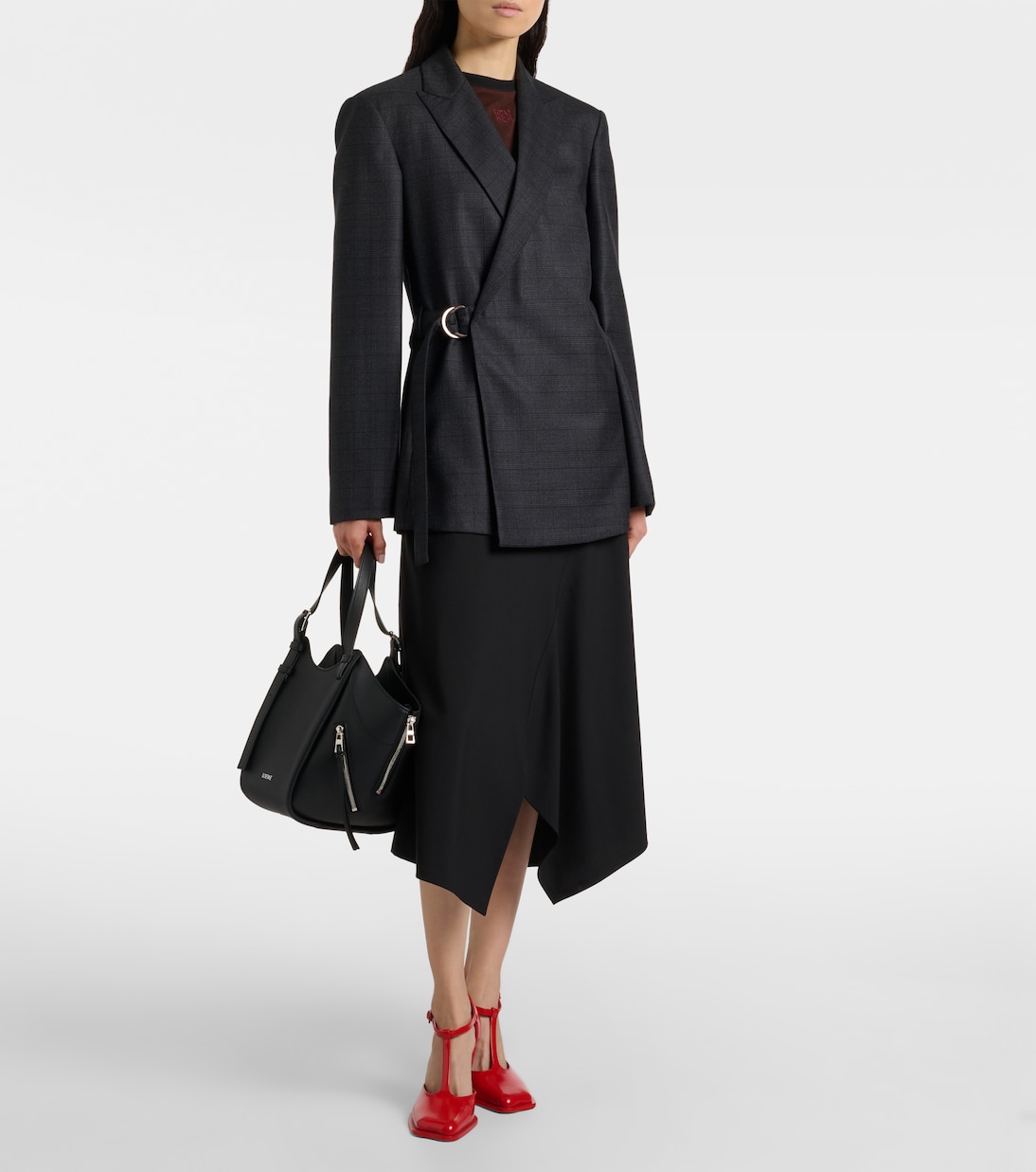 Prince of Wales check wool wrap blazer | Loewe