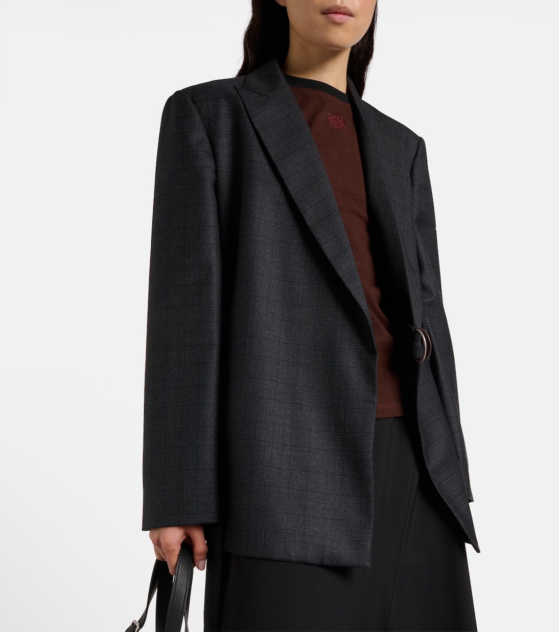 Prince of Wales check wool wrap blazer | Loewe