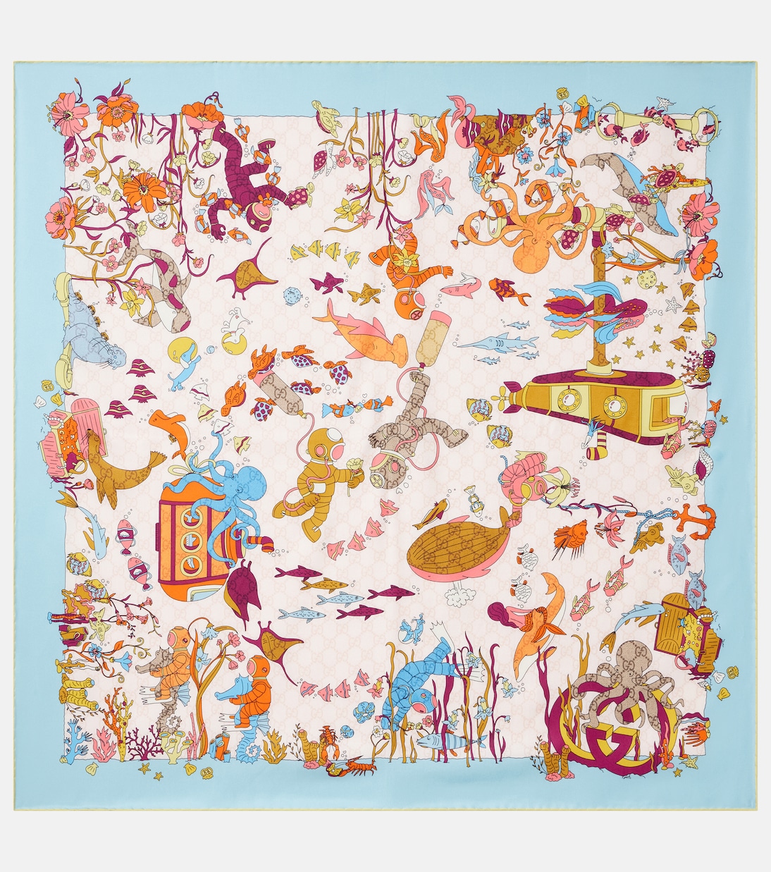 GG printed silk twill scarf | Gucci
