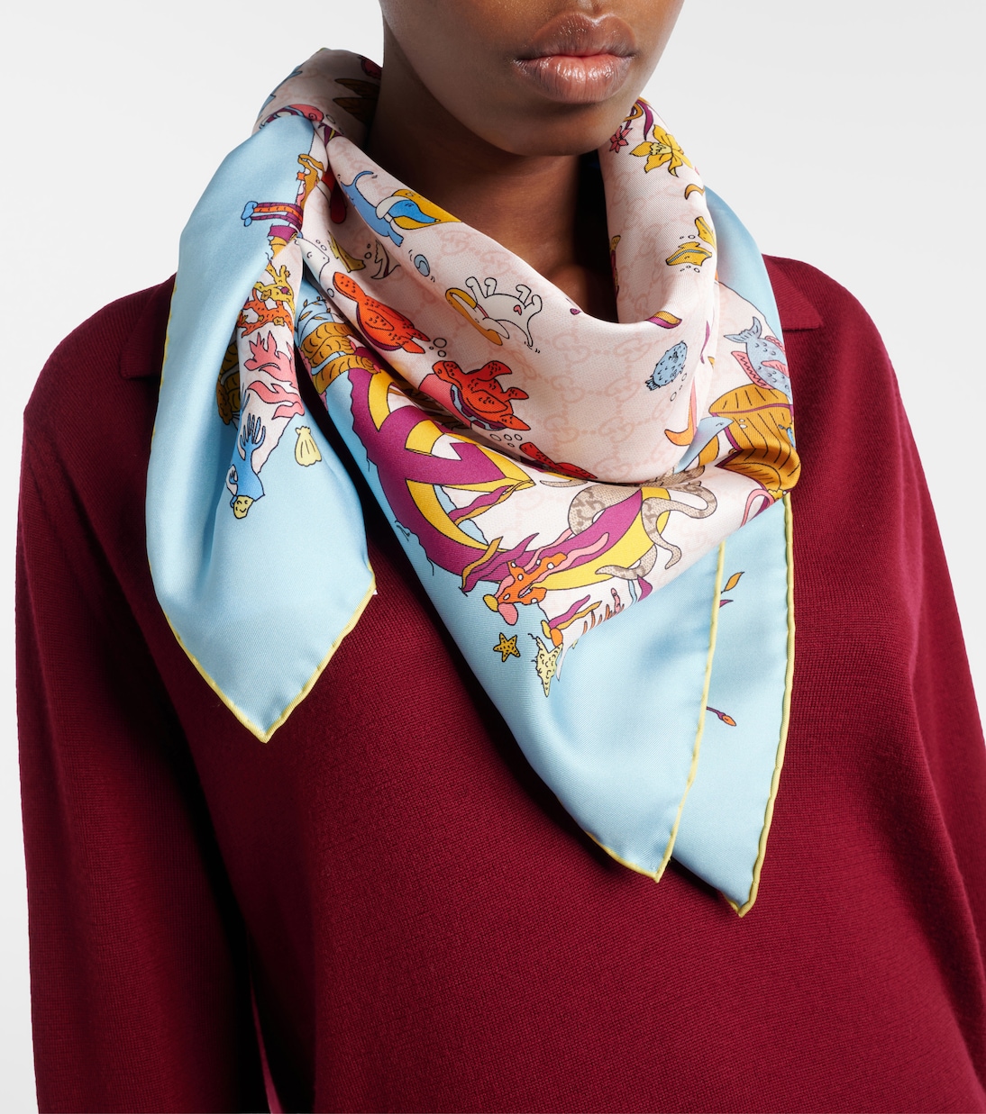 GG printed silk twill scarf | Gucci
