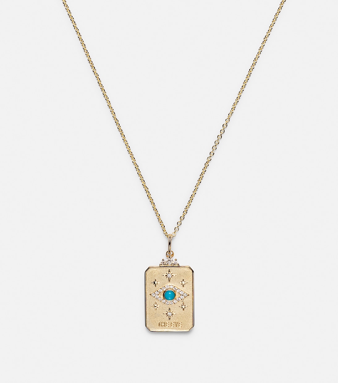 Eye Tarot Card 14kt gold pendant necklace with turquoise and diamonds | Sydney Evan
