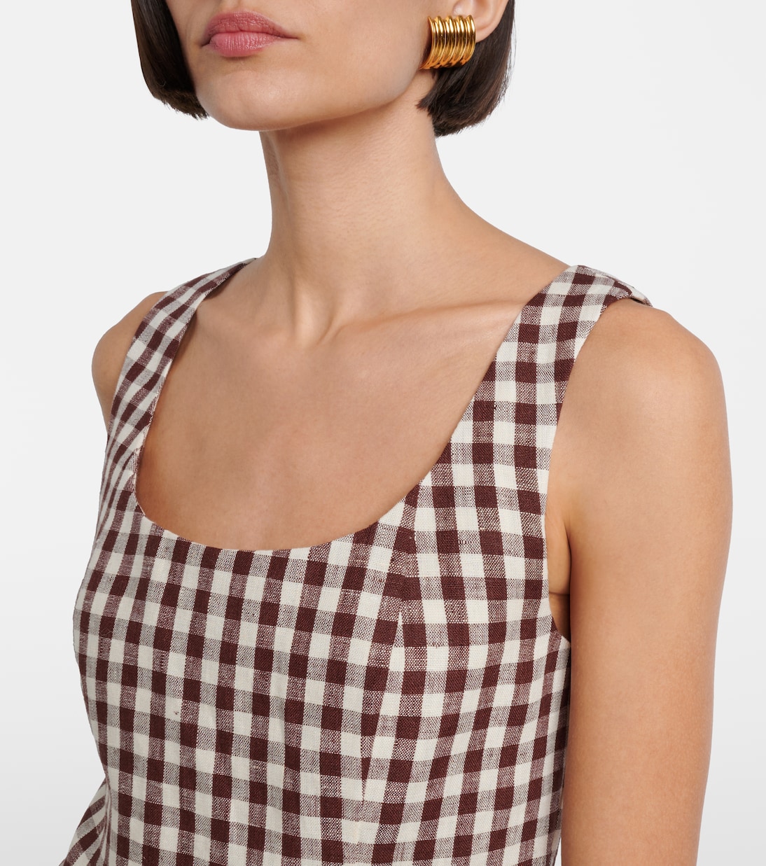 Vestido corto Sadie de lino a cuadros | Posse