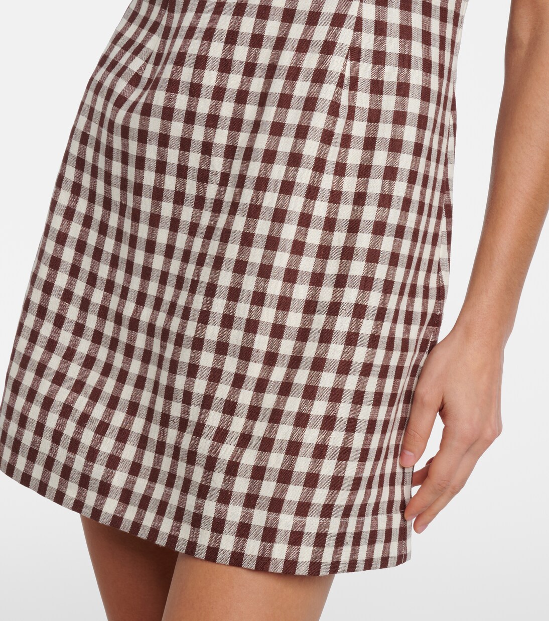 Vestido corto Sadie de lino a cuadros | Posse