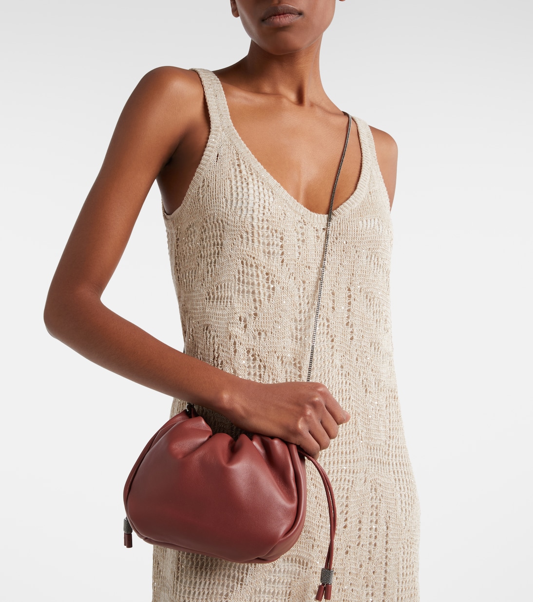 Mellow Mini leather crossbody bag | Brunello Cucinelli