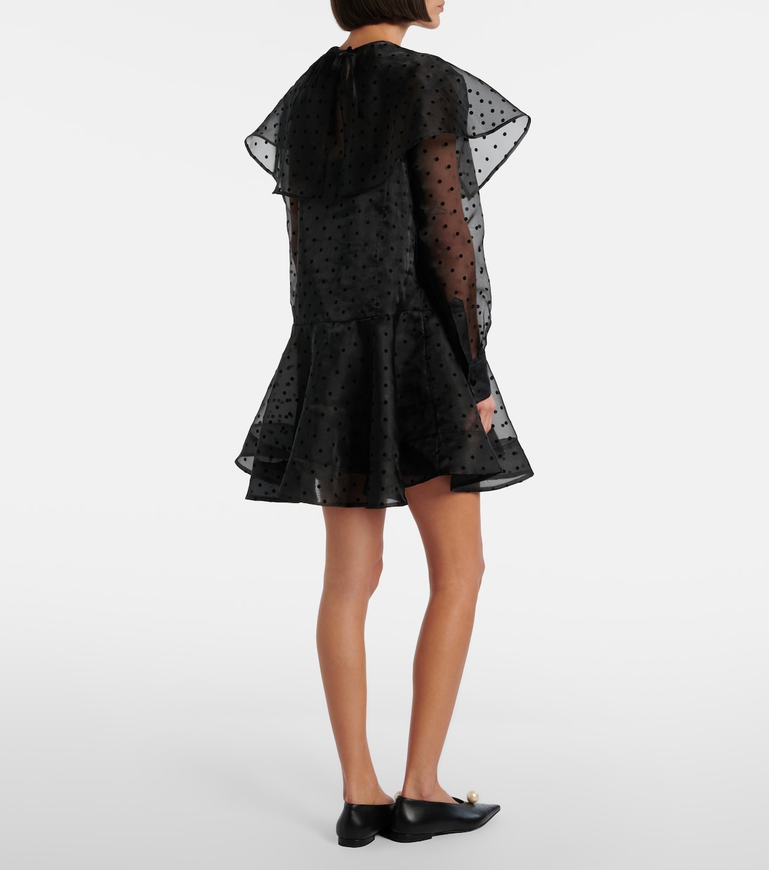 Vestido corto de organza con lunares | Ganni