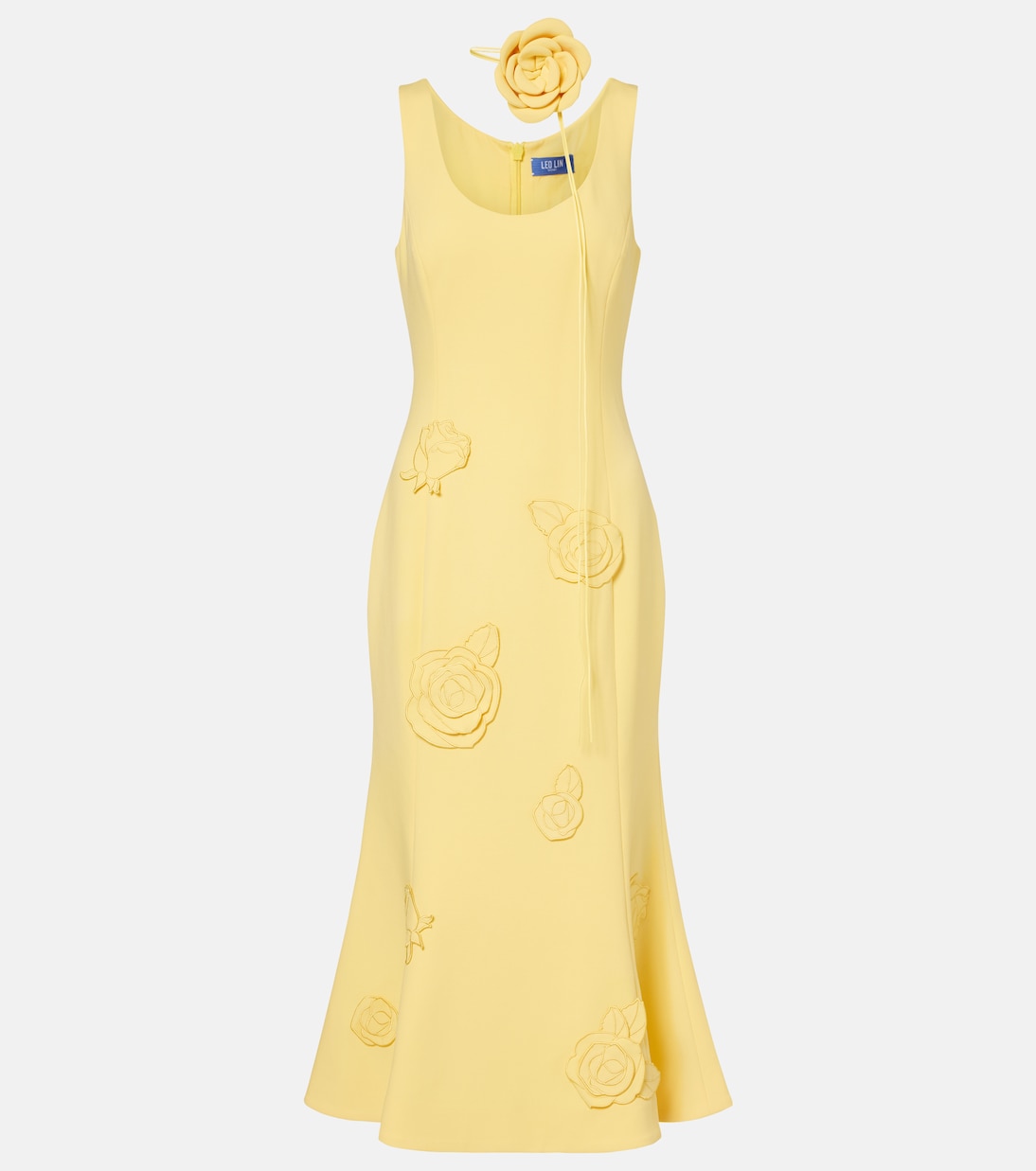 Emily floral-appliqué midi dress | Leo Lin