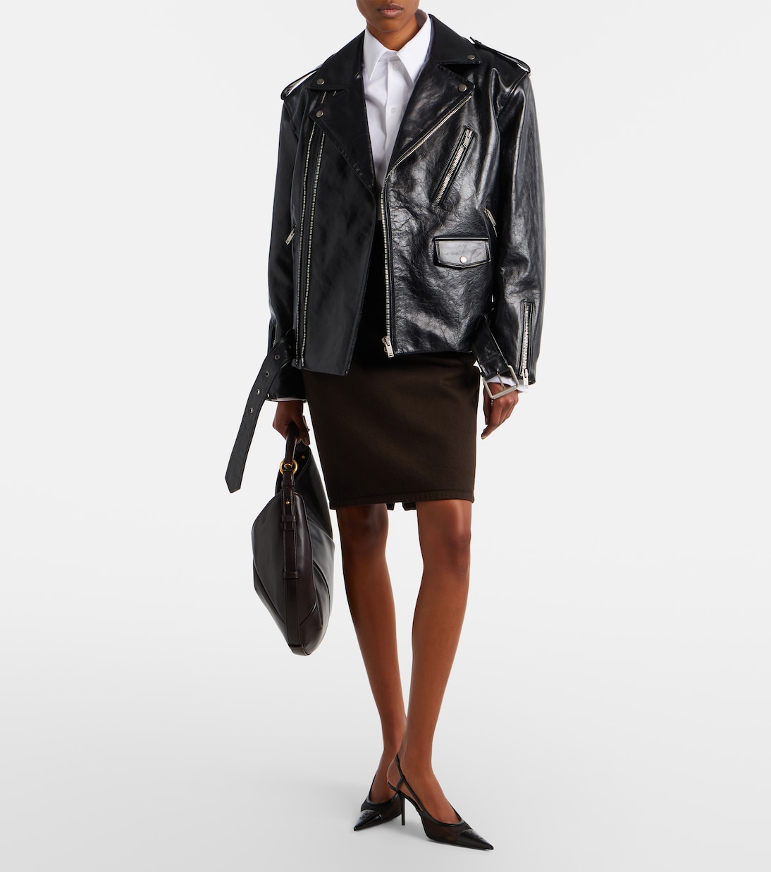 Wattierte Bikerjacke aus Leder | Saint Laurent