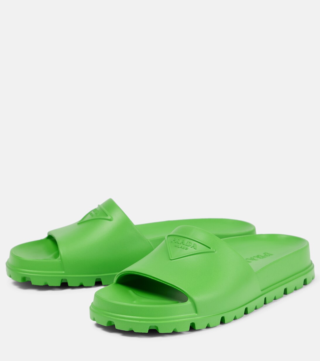 Sandals Slider rubber slides in green - Prada | Mytheresa