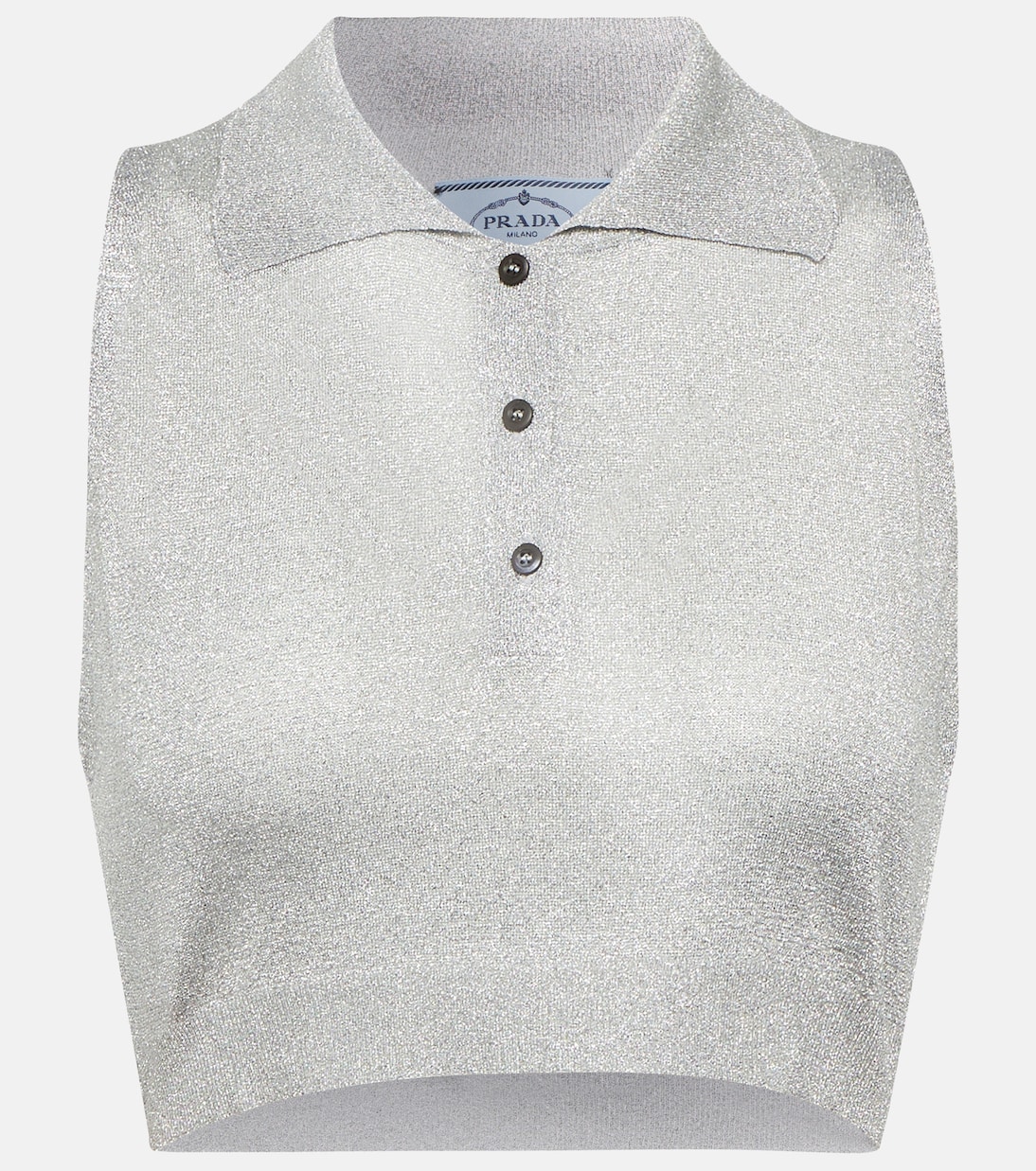 Maglia Corta Prada con Riflessi Metallici per Giovani Stilisti