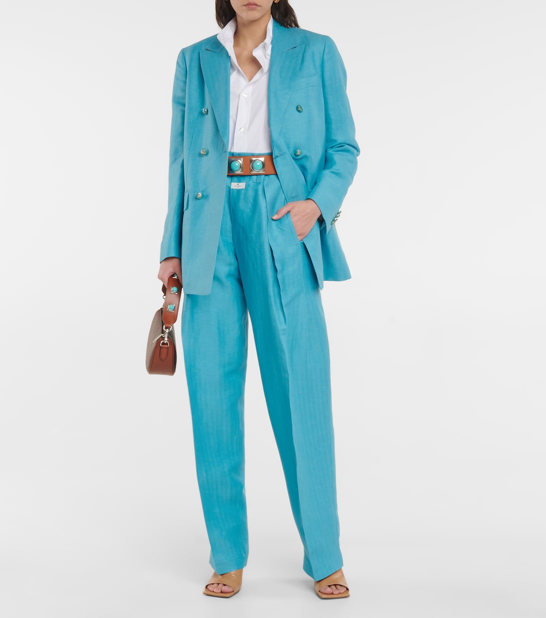 Pantalon à taille haute en lin et soie | Etro