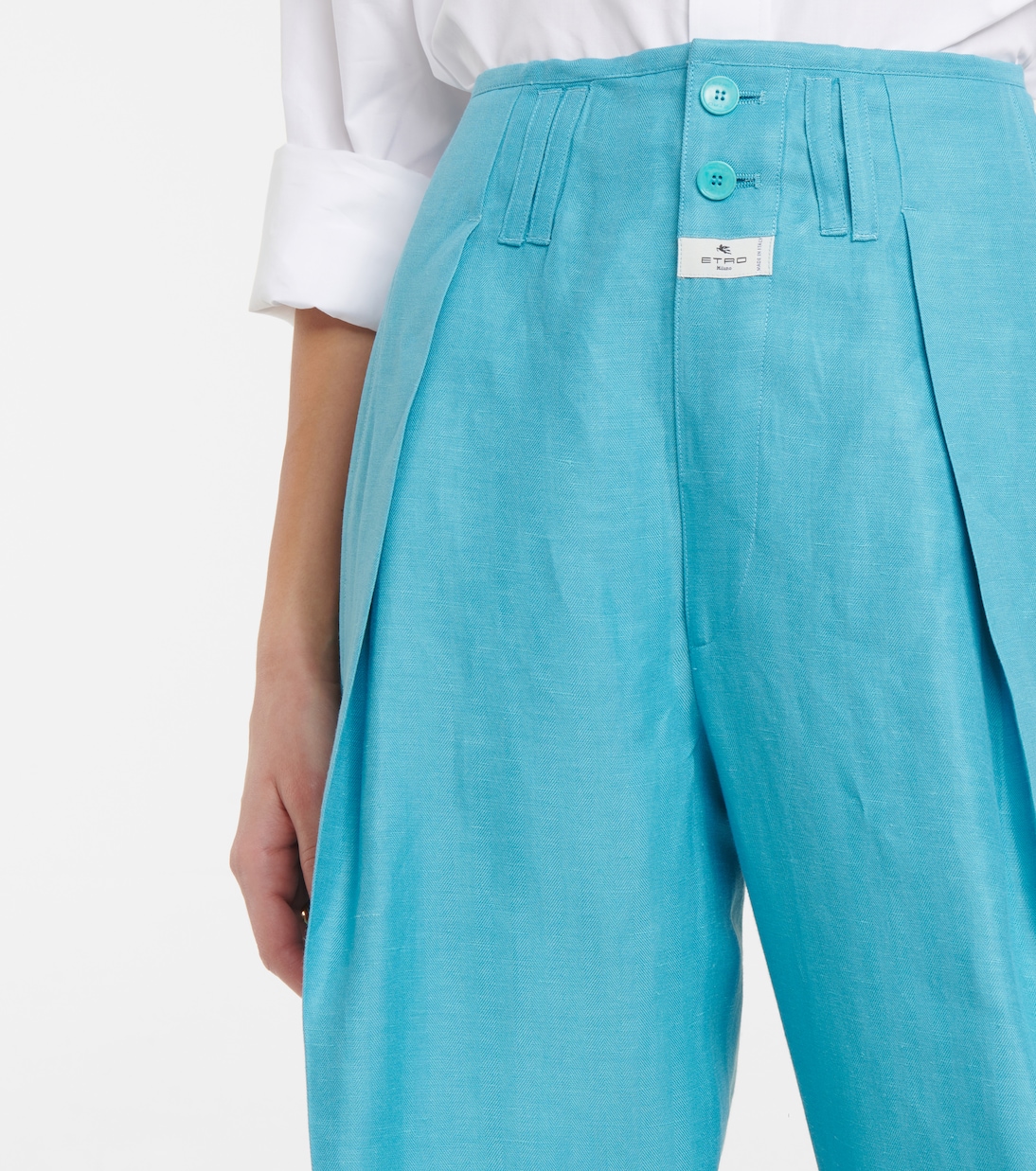 Pantalon à taille haute en lin et soie | Etro