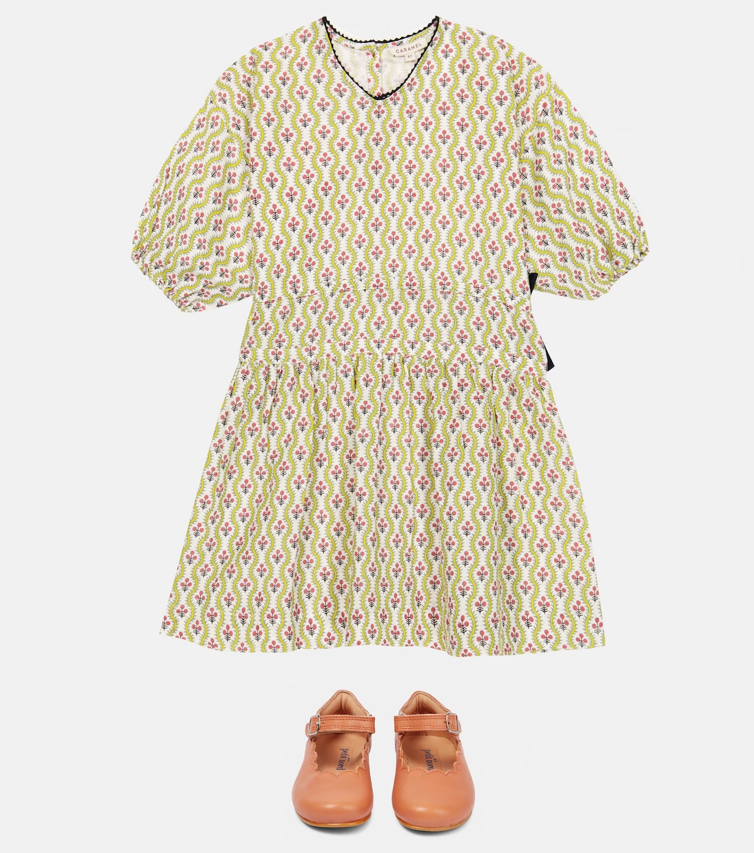 Agathis printed linen-blend dress | Caramel