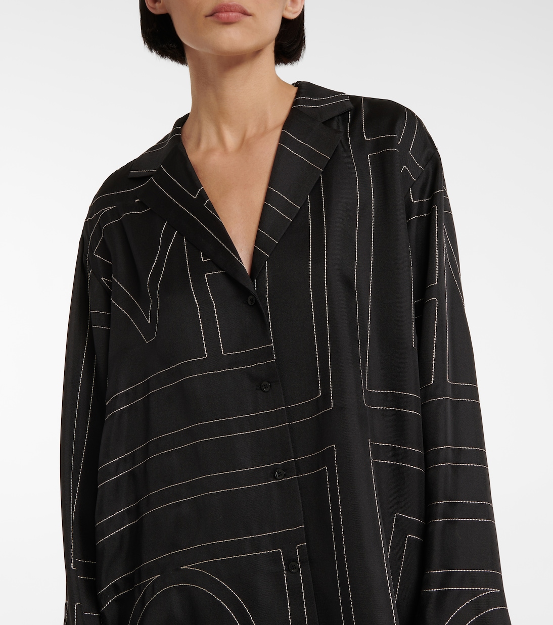 Camisa de seda bordada con logo | Toteme