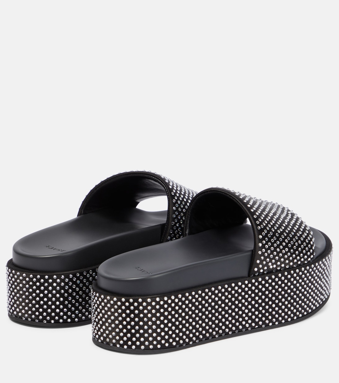Embellished satin platform slides | Versace