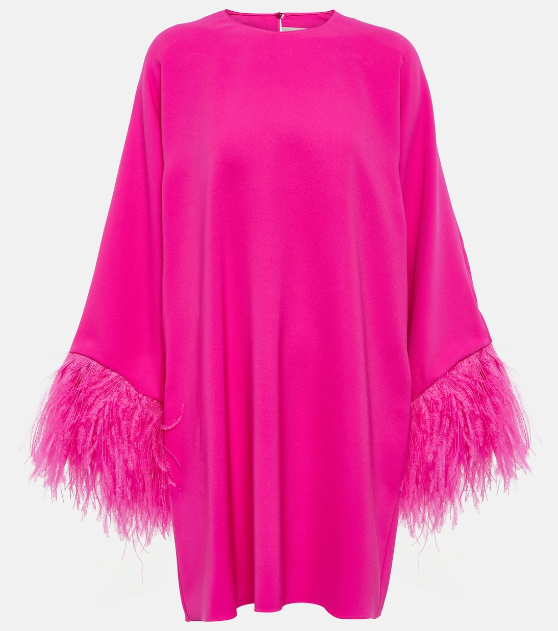 Feather-trimmed silk cady minidress | Valentino