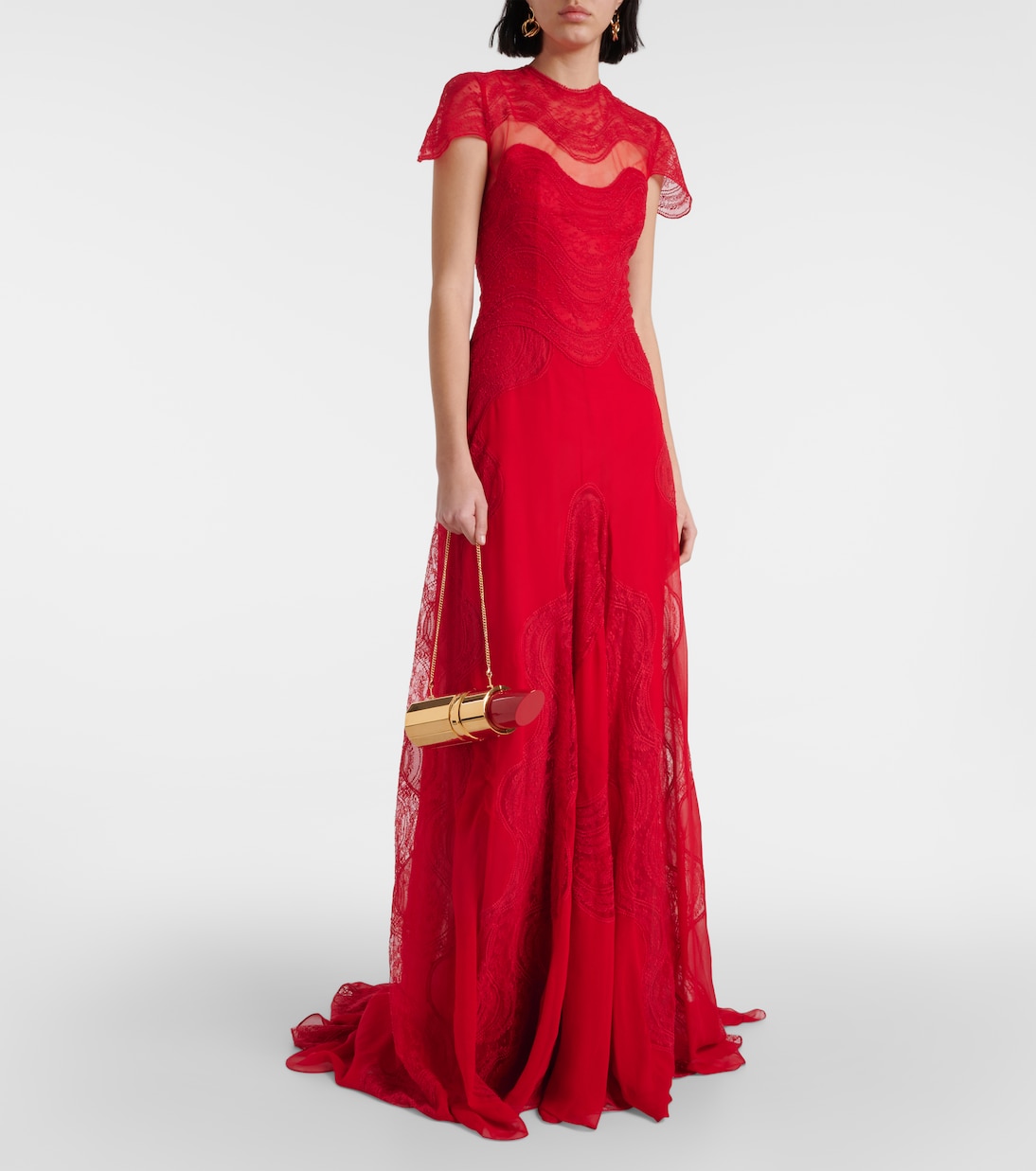 Dante lace-trimmed silk georgette gown | Costarellos