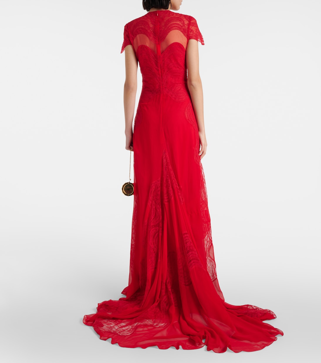 Dante lace-trimmed silk georgette gown | Costarellos