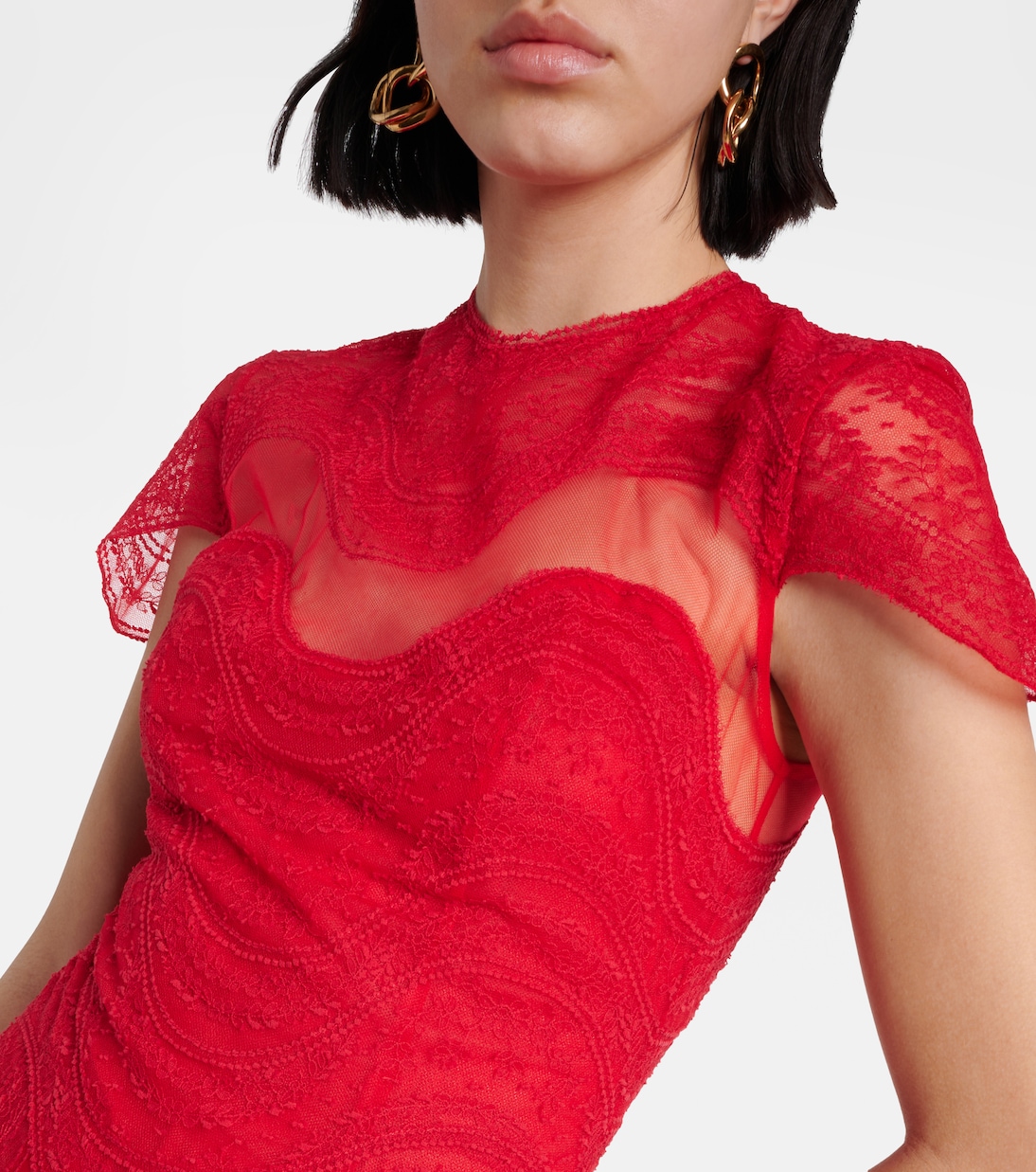 Dante lace-trimmed silk georgette gown | Costarellos