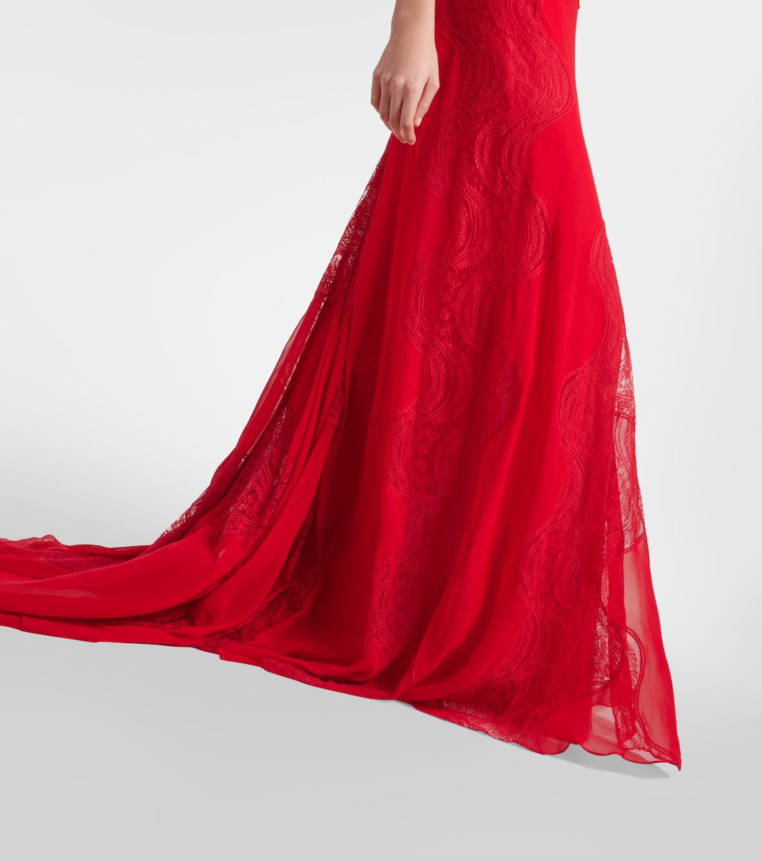 Dante lace-trimmed silk georgette gown | Costarellos