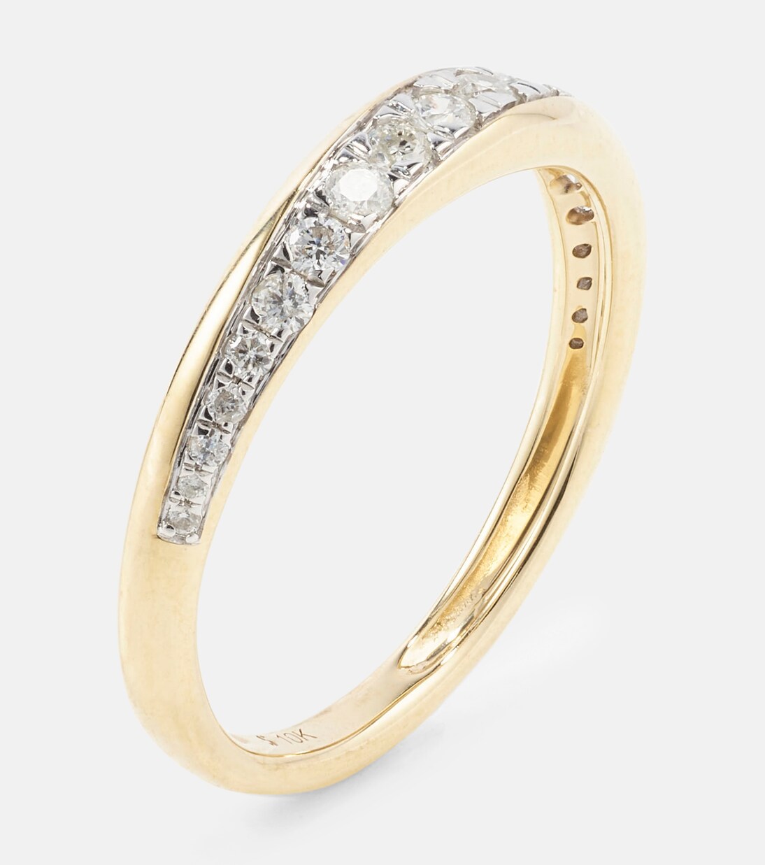 Anello in oro giallo 10kt con diamanti, design moderno per giovani