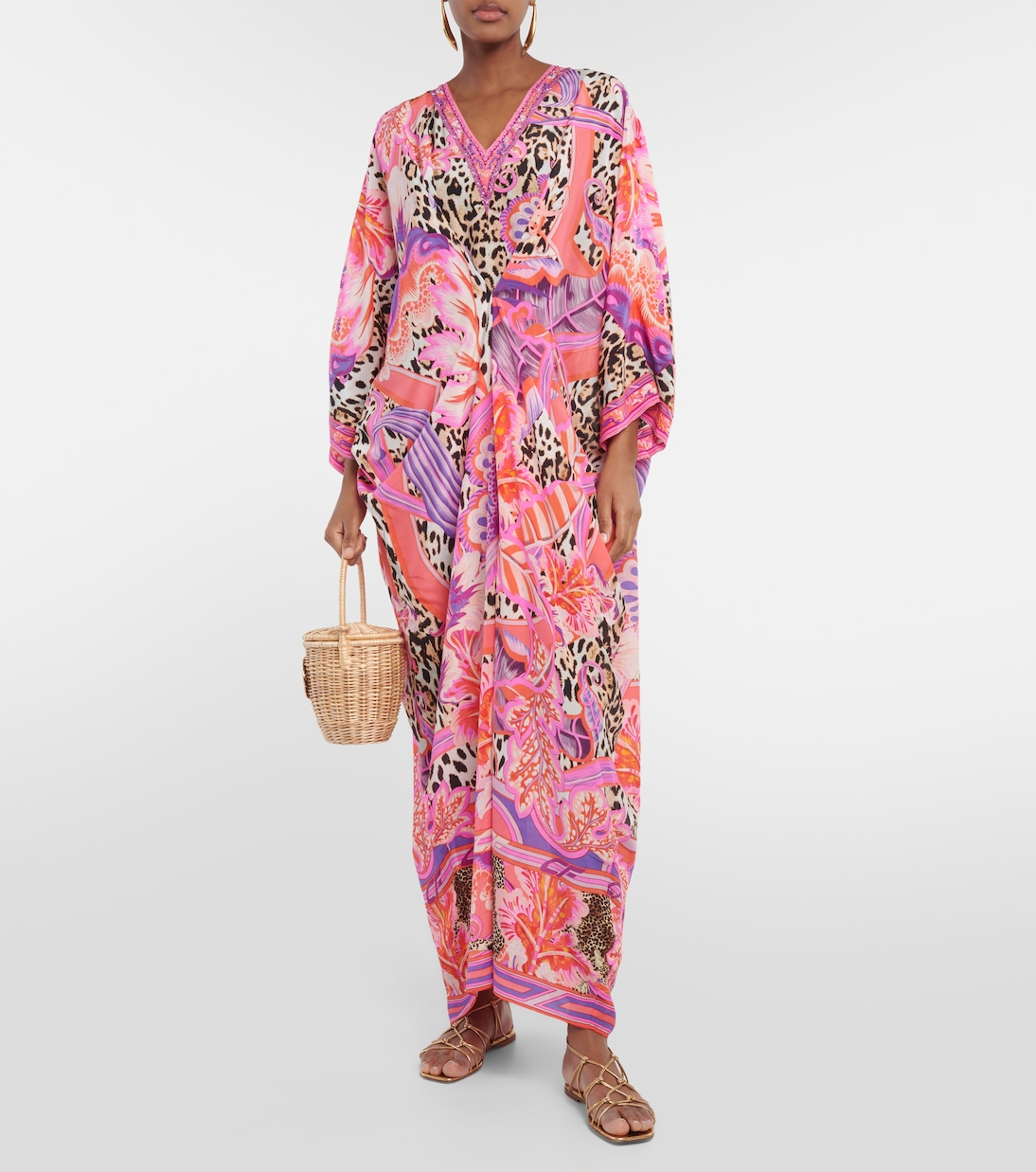 Bedruckter Kaftan aus Seiden-Crêpe | Camilla