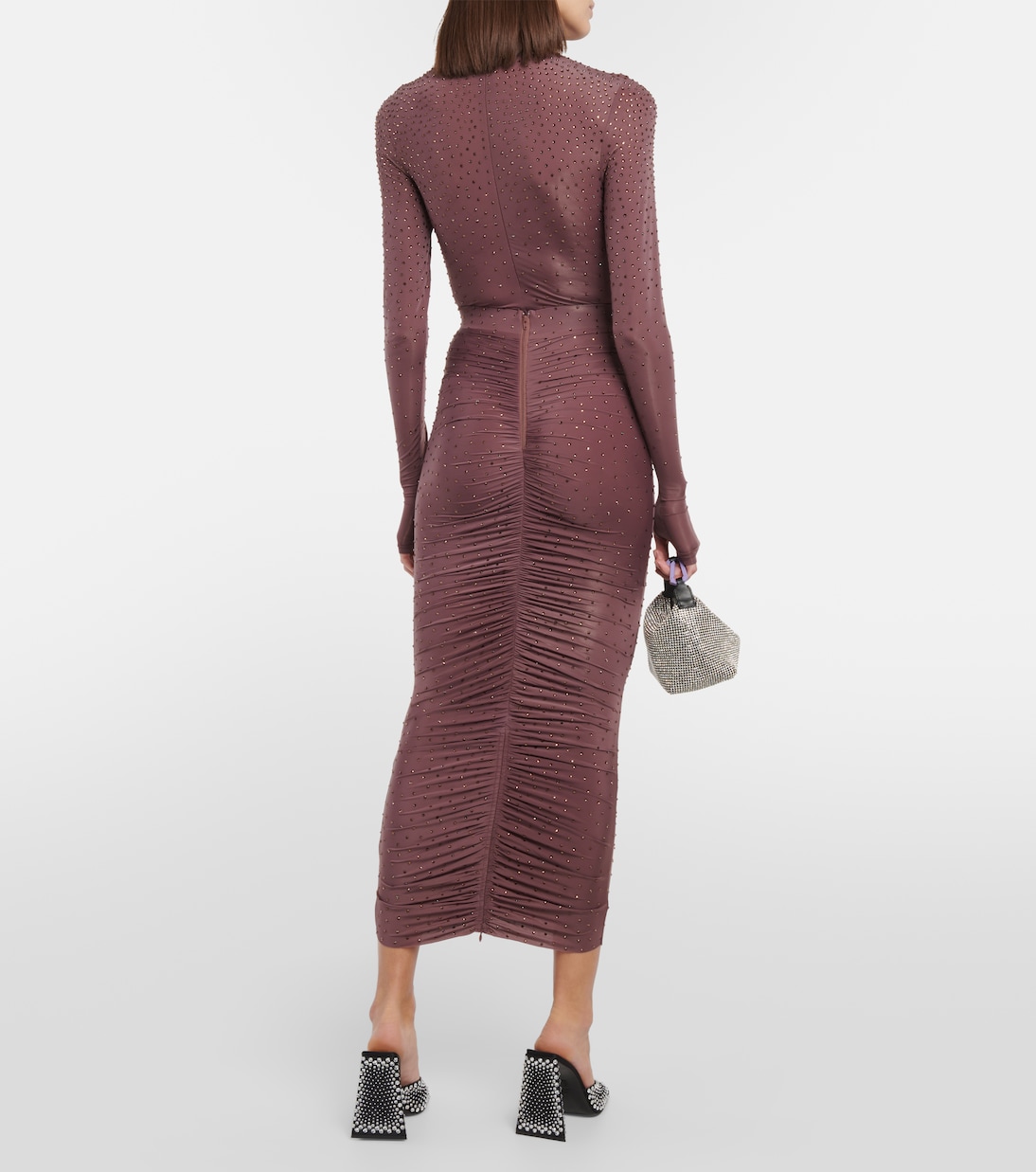 Falda midi de jersey con cristales | Alex Perry