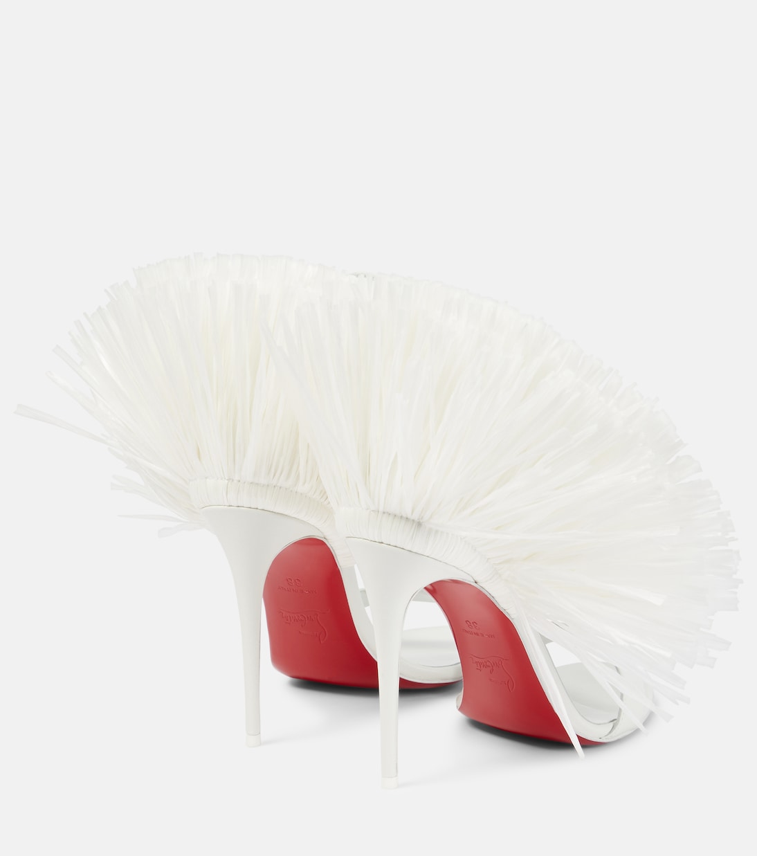 Bridal Loubigirl 100 raffia-trimmed leather sandals | Christian Louboutin