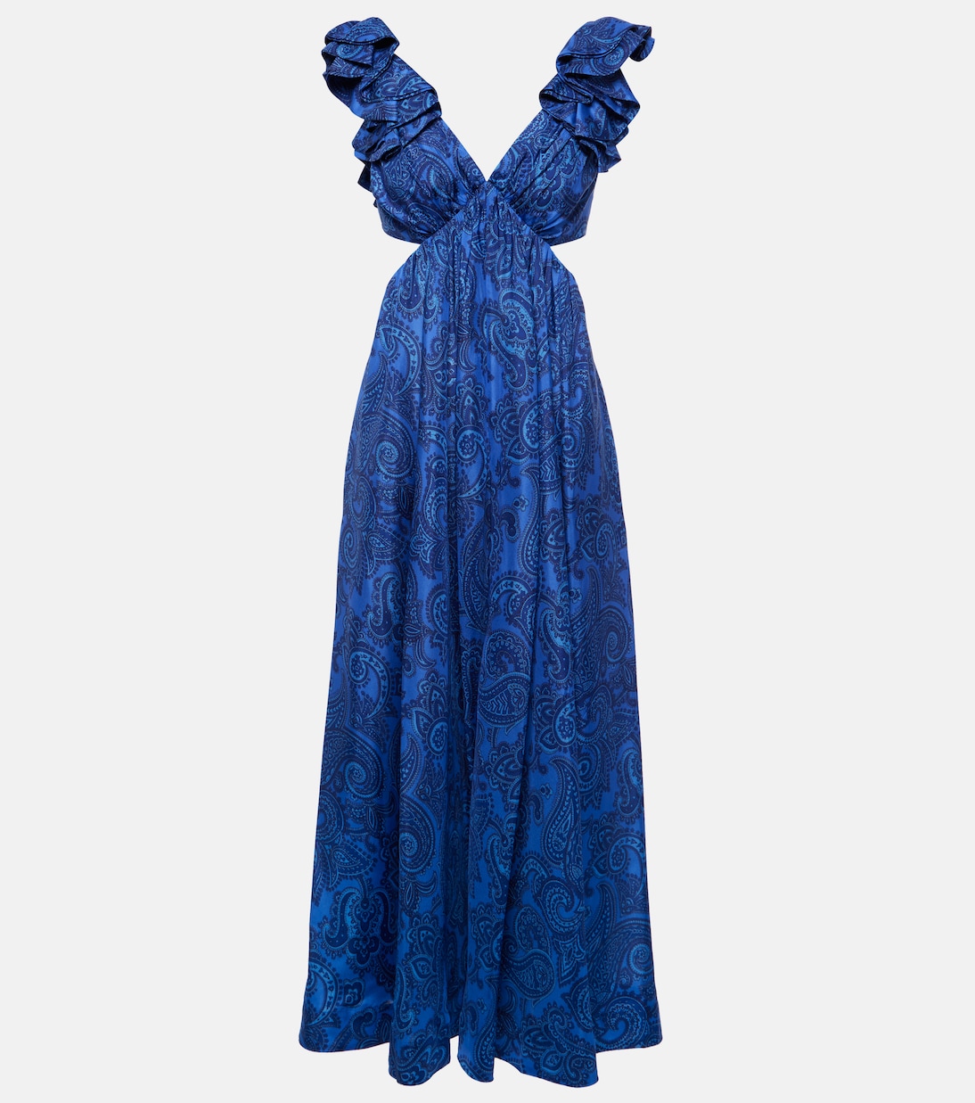 Vestido midi de seda con volantes | Zimmermann