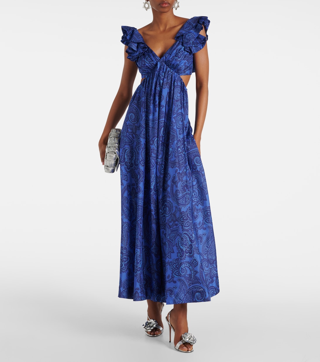 Vestido midi de seda con volantes | Zimmermann